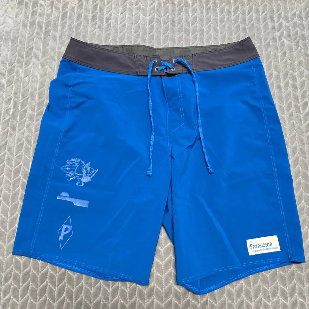 Patagonia Hydro Series Board Shorts Mens 30‎ Blue Graphic Surfing Trunks 86697